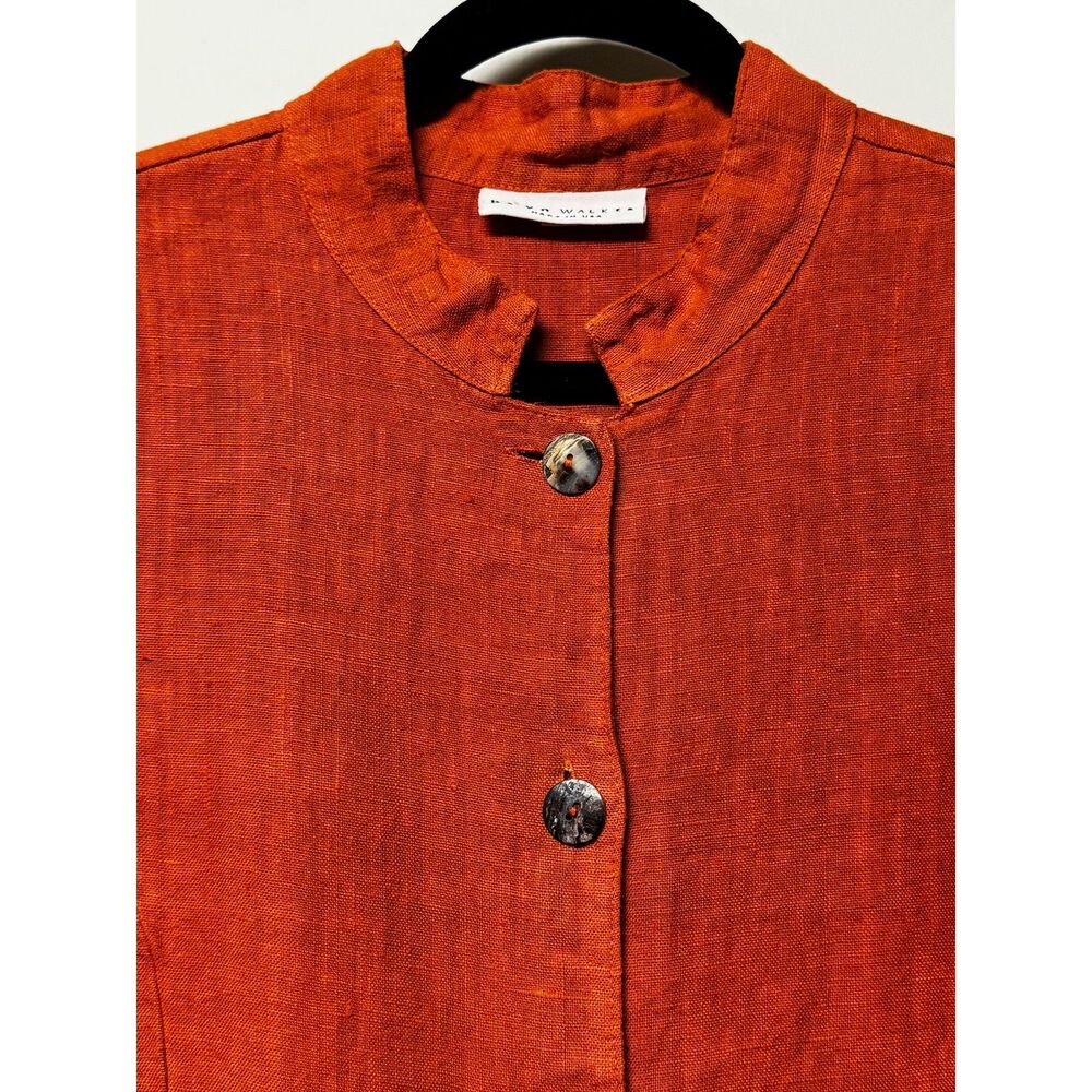 BRYN WALKER 100% Linen Rust Shirt Dress Pockets Lagenlook, Sz M - Picture 2 of 10